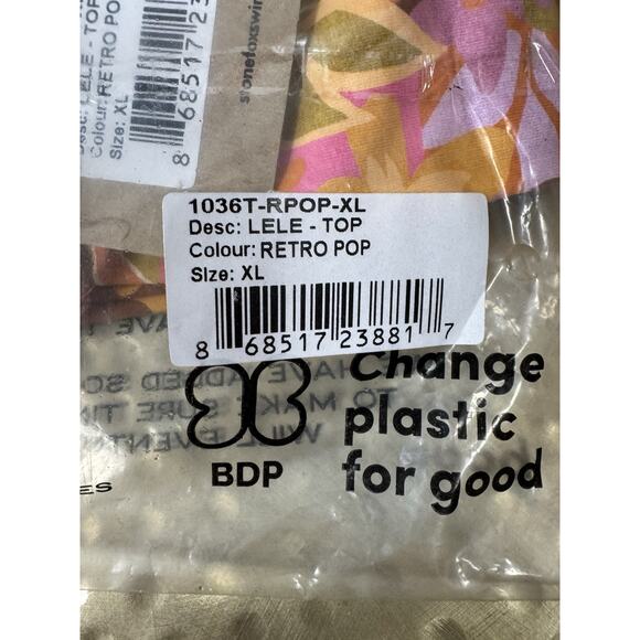 NWT Stone Fox Swim Lele Pink Strapless Bandeau Top Retro Pop XL Hippie Floral - Picture 5 of 7